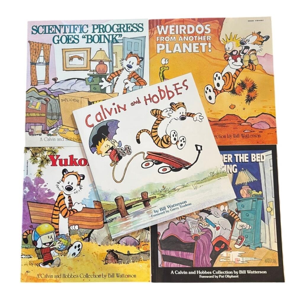 Vintage Set of 5 Calvin and Hobbes Books by Bill Watterson, Paperback